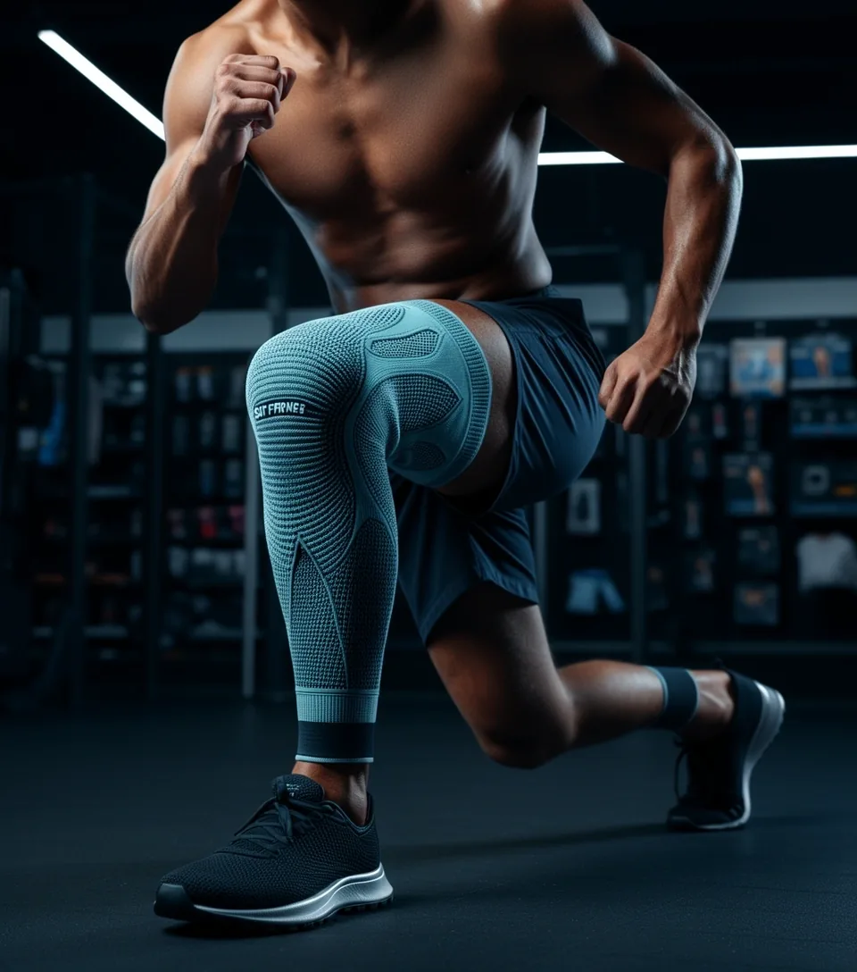 Manchon de compression pour le genou en action